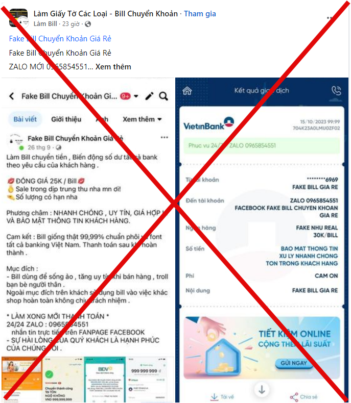 Cẩn Thận Chiêu Trò Làm Giả Bill Chuyển Khoản